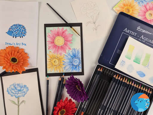 Watercolor Pencil Gerberas